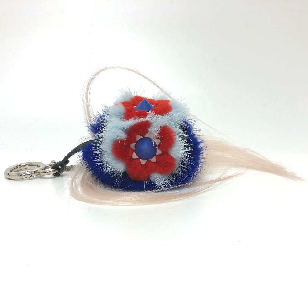 FENDI Bag charm fur blue Bag Bugs Bonbon charm Women Used