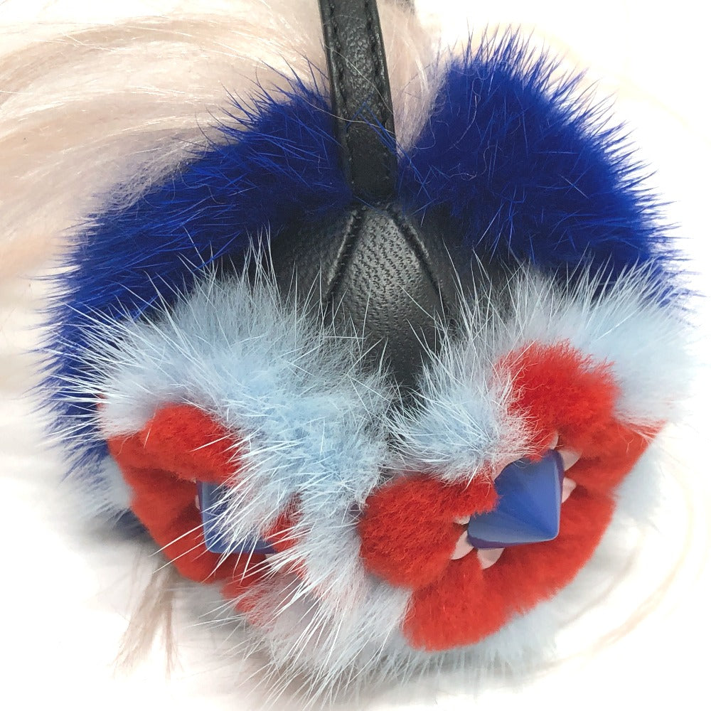 FENDI Bag charm fur blue Bag Bugs Bonbon charm Women Used