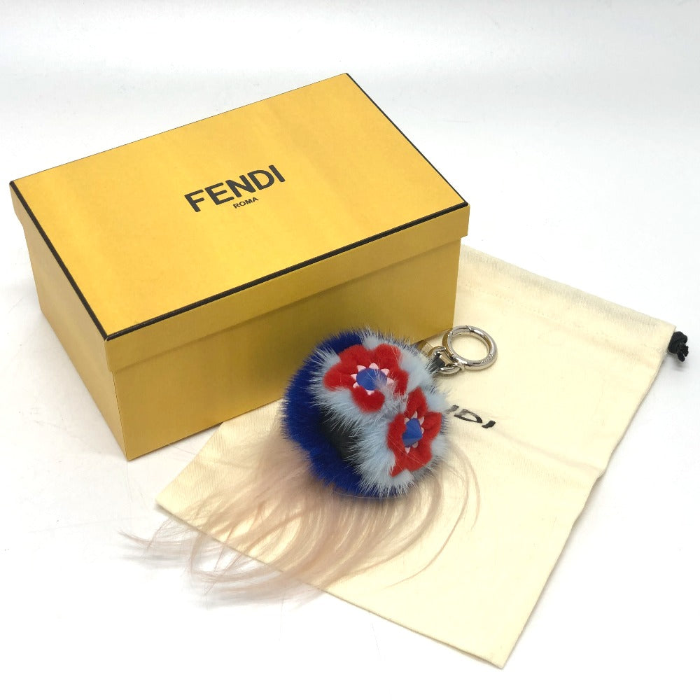 FENDI Bag charm fur blue Bag Bugs Bonbon charm Women Used