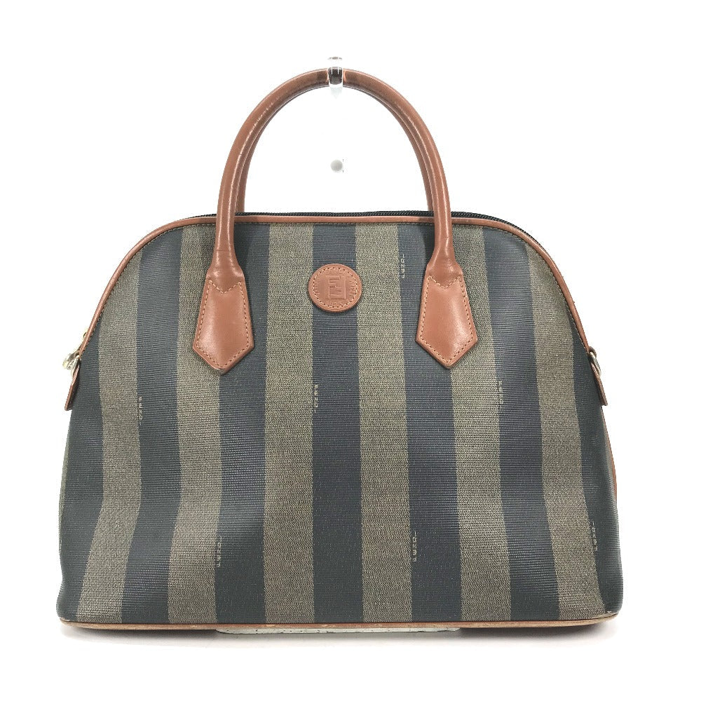 FENDI Handbag PVC / Leather Brown x khaki Alma type Pecan Women Used