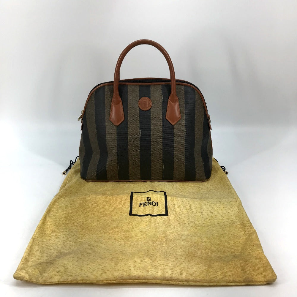 FENDI Handbag PVC / Leather Brown x khaki Alma type Pecan Women Used
