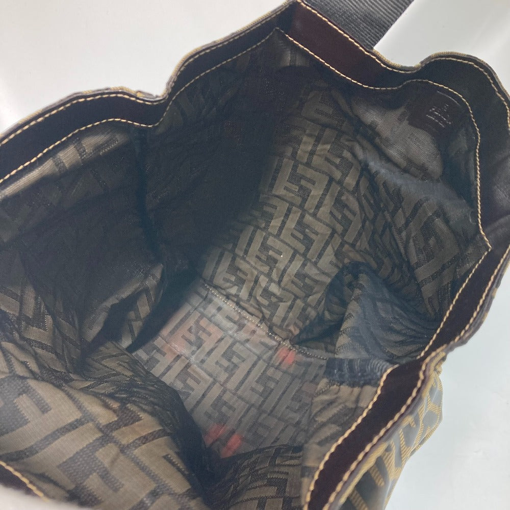 FENDI Shoulder Bag Nylon Brown Bag Tote Bag shawl Zucca folding logo Women Used