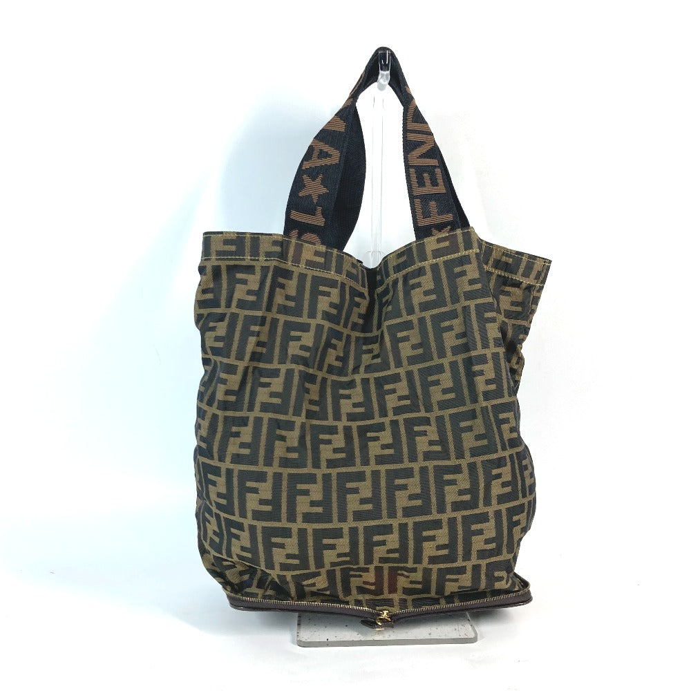 FENDI Shoulder Bag Nylon Brown Bag Tote Bag shawl Zucca folding logo Women Used