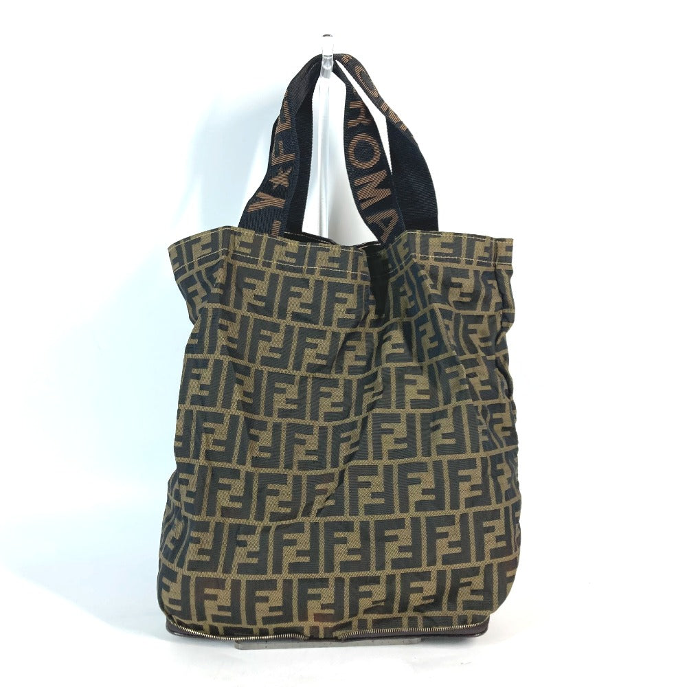 FENDI Shoulder Bag Nylon Brown Bag Tote Bag shawl Zucca folding logo Women Used