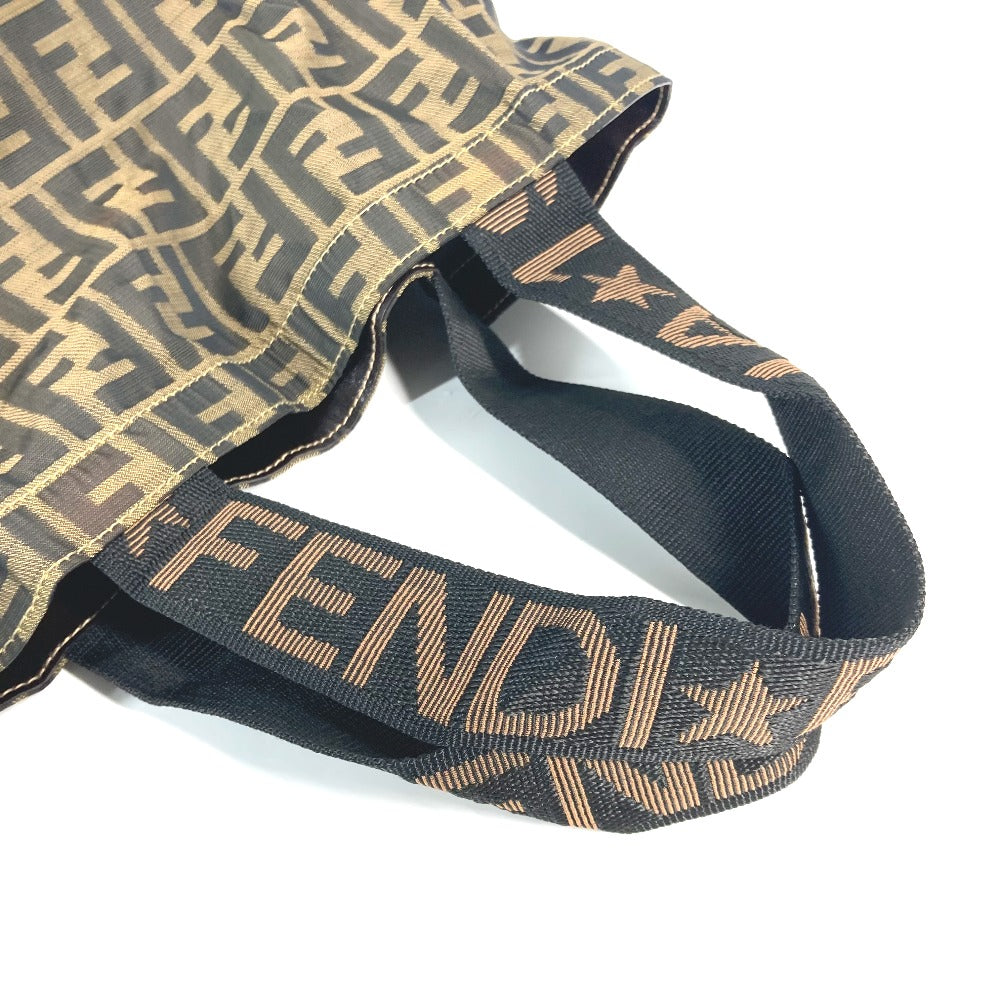 FENDI Shoulder Bag Nylon Brown Bag Tote Bag shawl Zucca folding logo Women Used