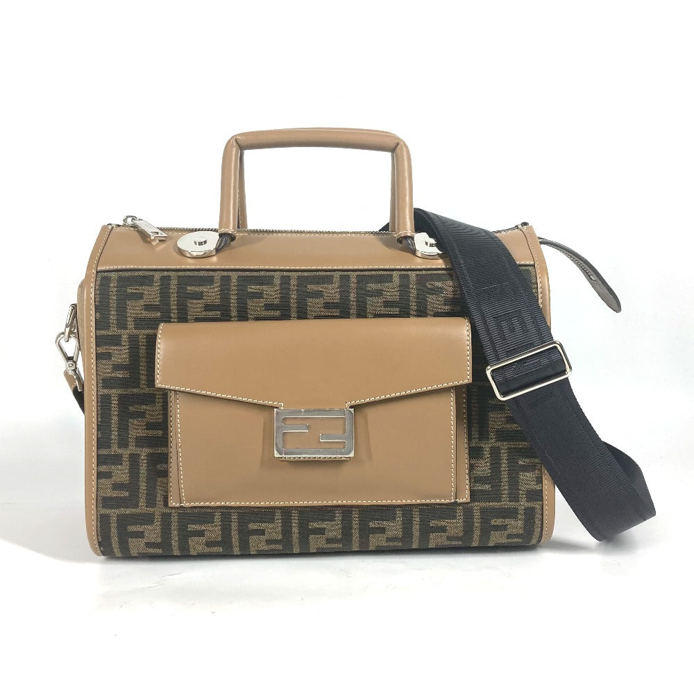 FENDI Handbag 7VA571 Canvas / leather Brown Zucca SOFT TRUNK