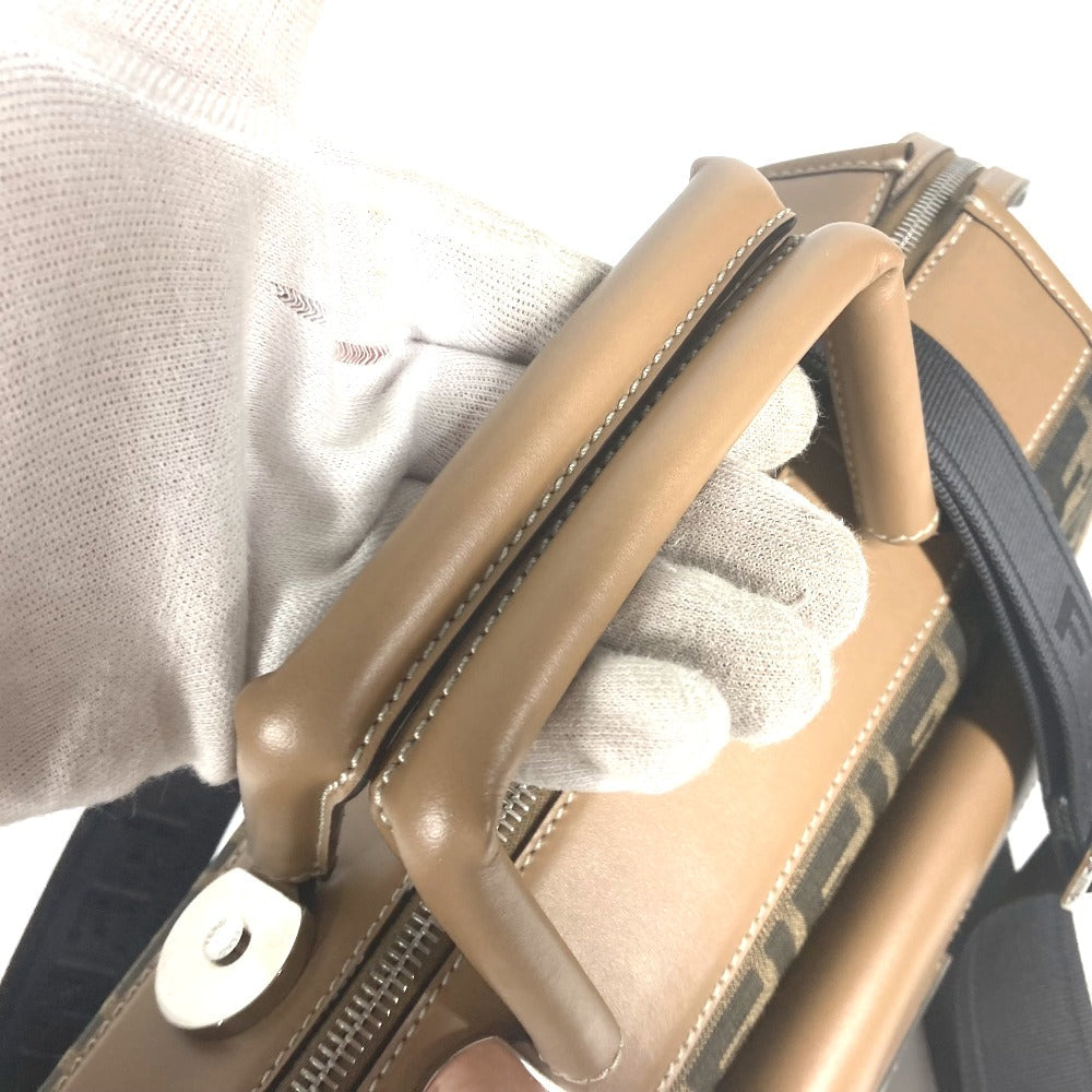 FENDI Handbag 7VA571 Canvas / leather Brown Zucca SOFT TRUNK