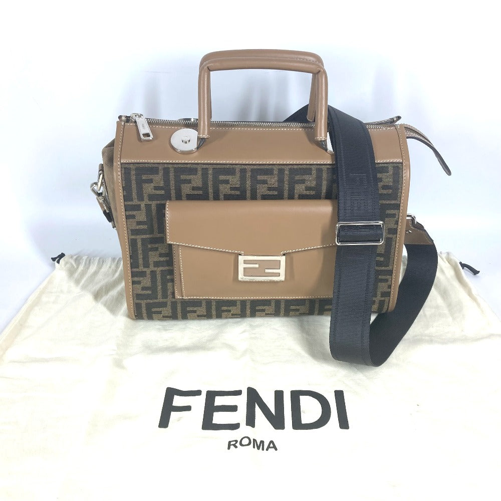 FENDI Handbag 7VA571 Canvas / leather Brown Zucca SOFT TRUNK