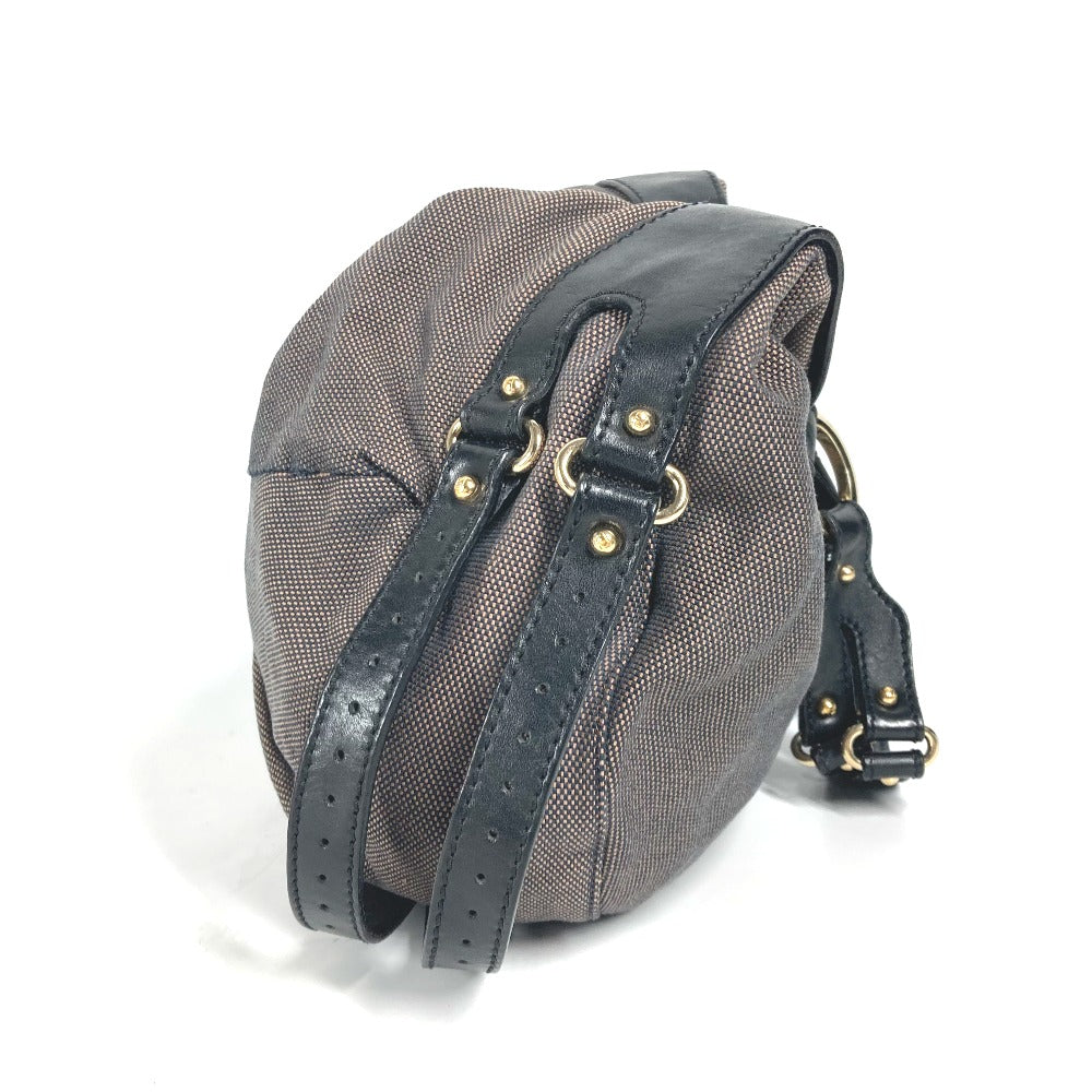 FENDI Shoulder Bag Canvas / leather Brown bag shawl Ribbon Ribon Women Used