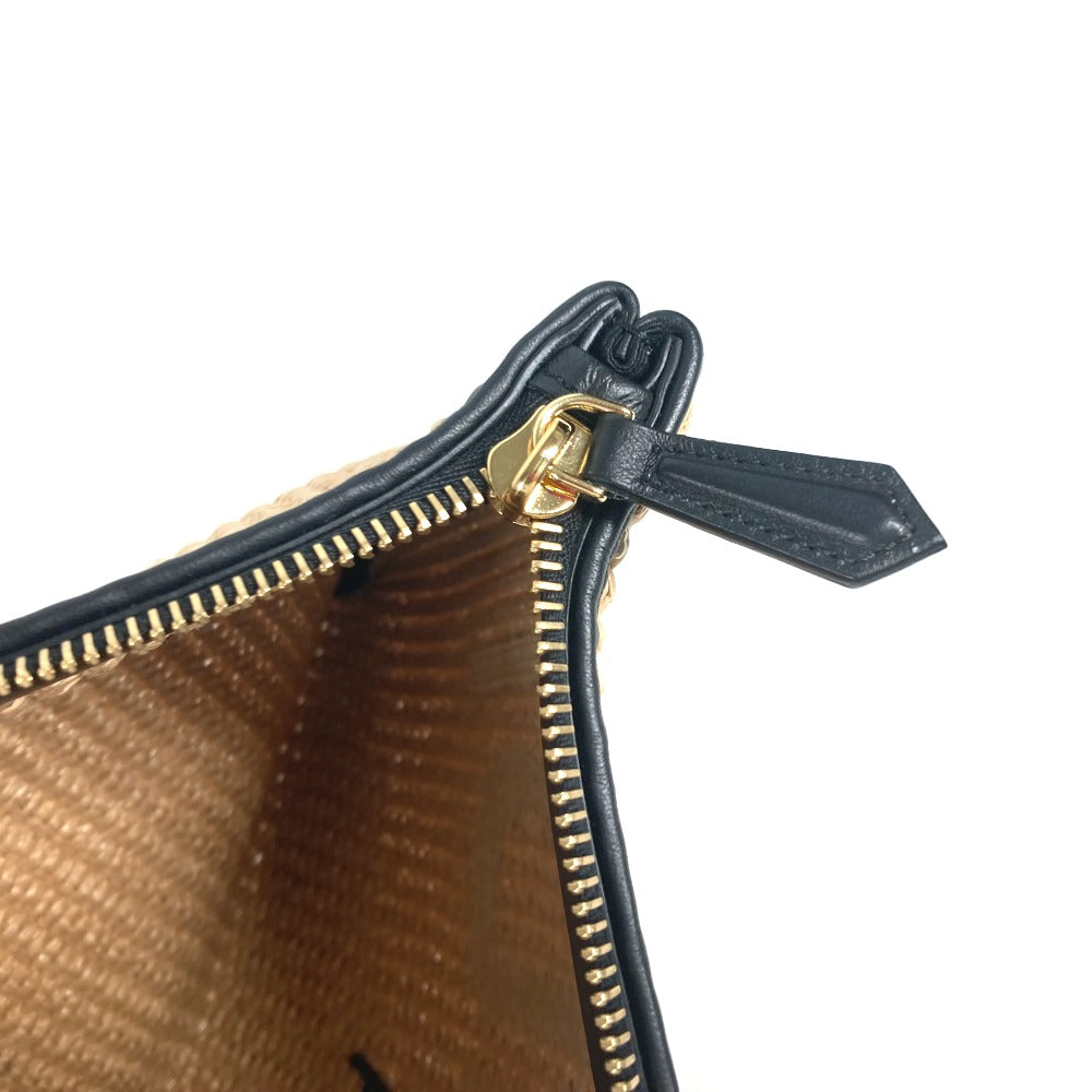 FENDI Clutch bag 8N0149 Raffia, Leather beige straw logo