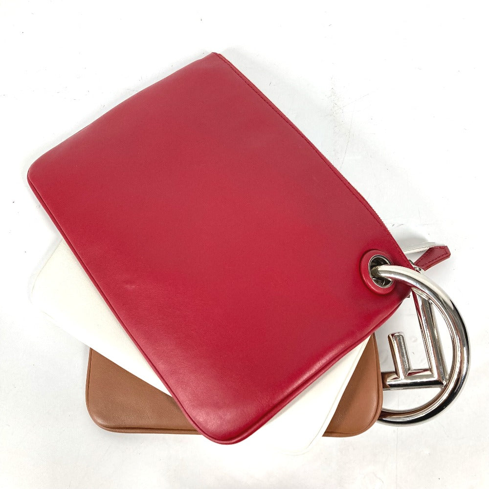 FENDI Clutch bag 8BS001 leather Red Triplet unisex(Unisex) Used