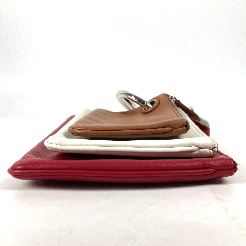 FENDI Clutch bag 8BS001 leather Red Triplet unisex(Unisex) Used