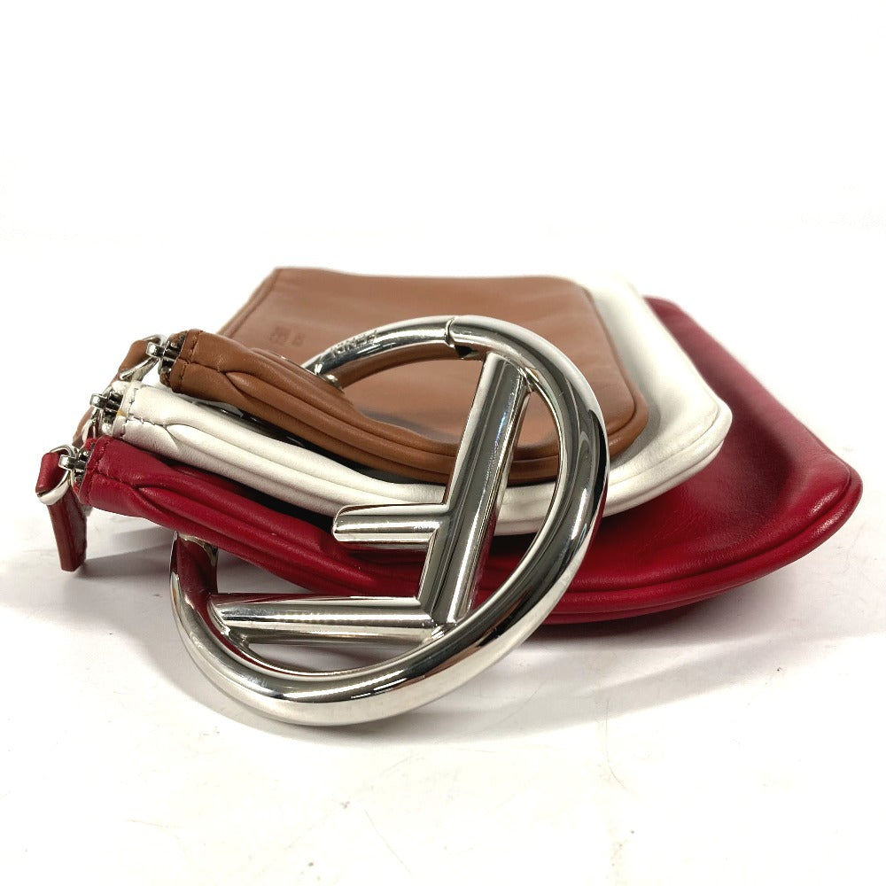 FENDI Clutch bag 8BS001 leather Red Triplet unisex(Unisex) Used