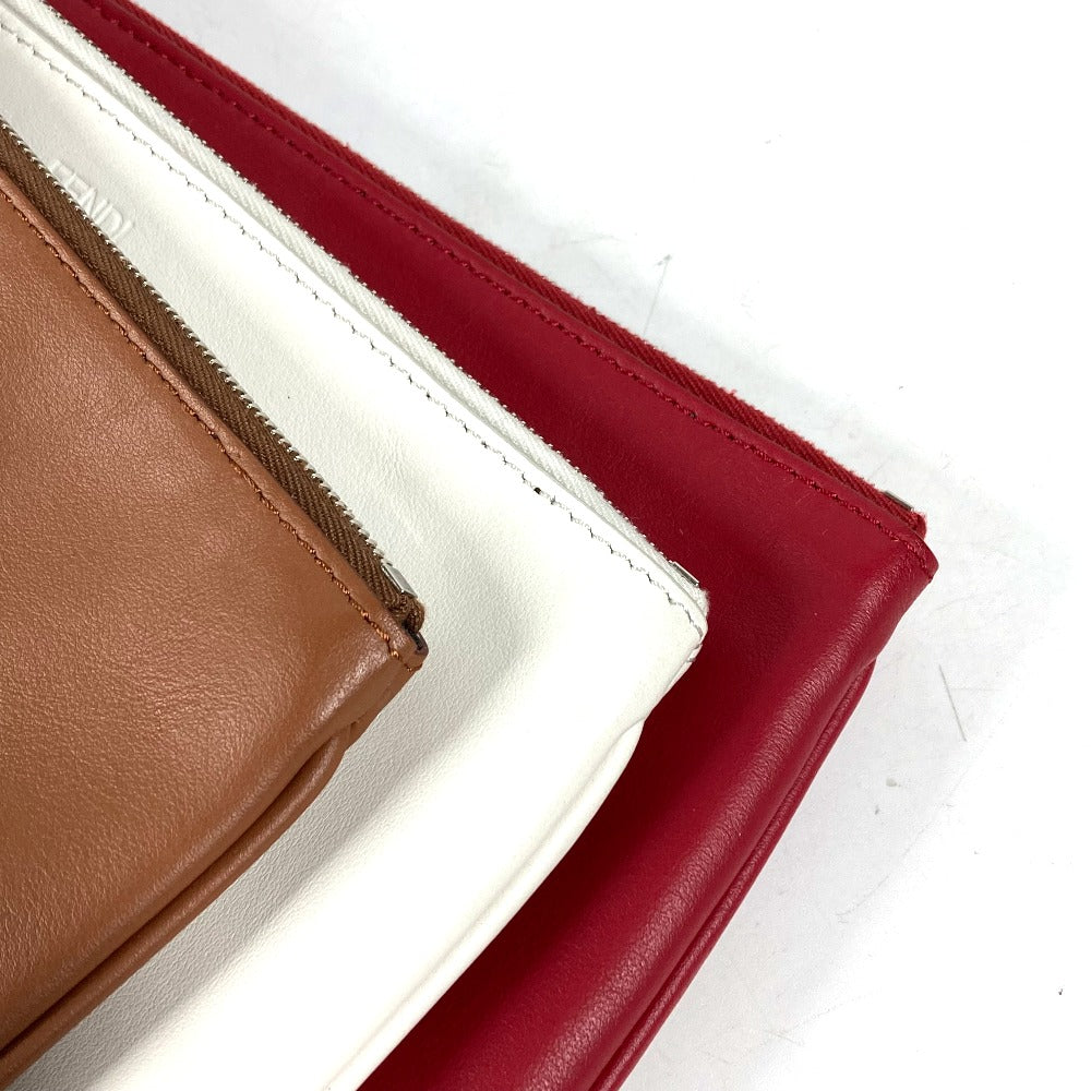 FENDI Clutch bag 8BS001 leather Red Triplet unisex(Unisex) Used