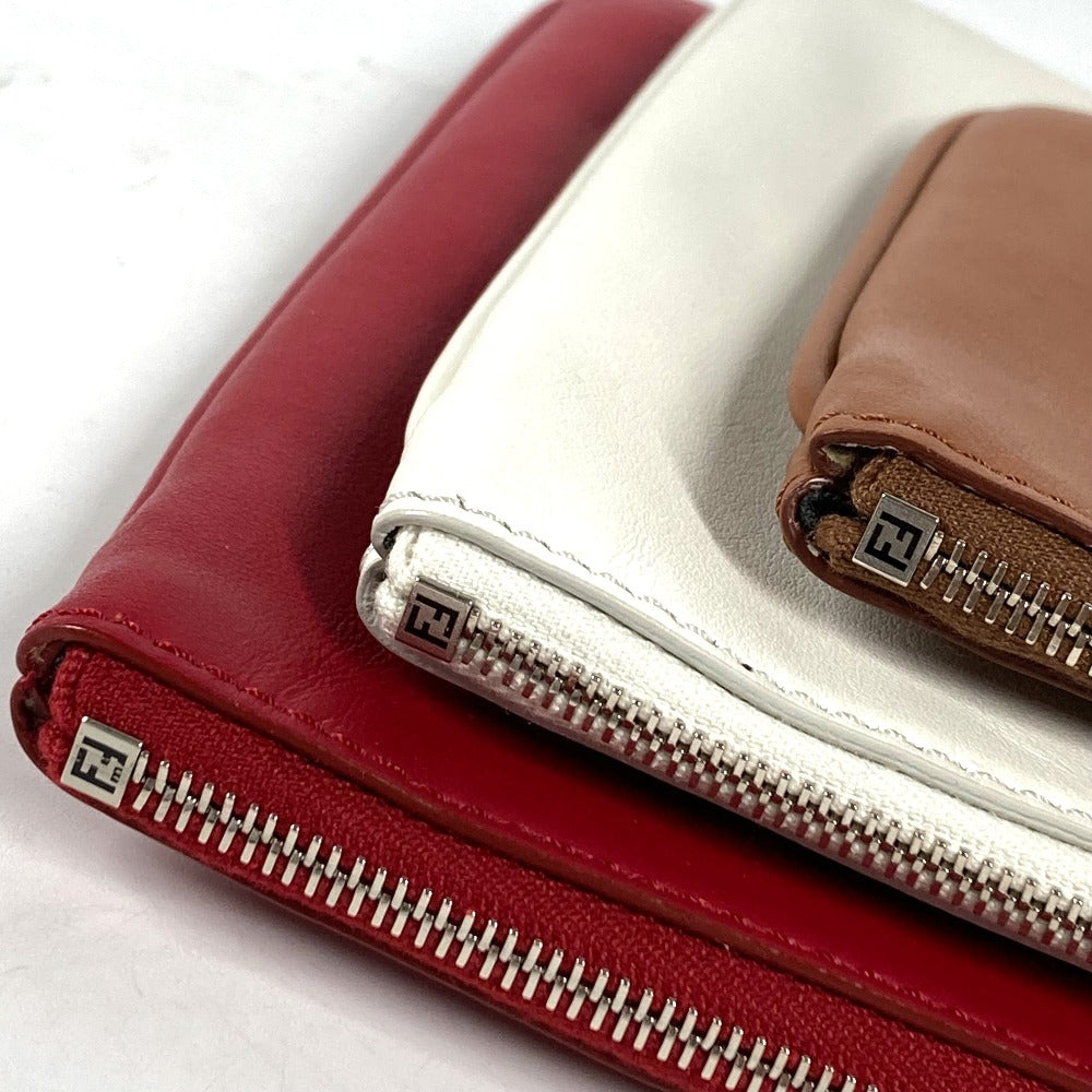 FENDI Clutch bag 8BS001 leather Red Triplet unisex(Unisex) Used