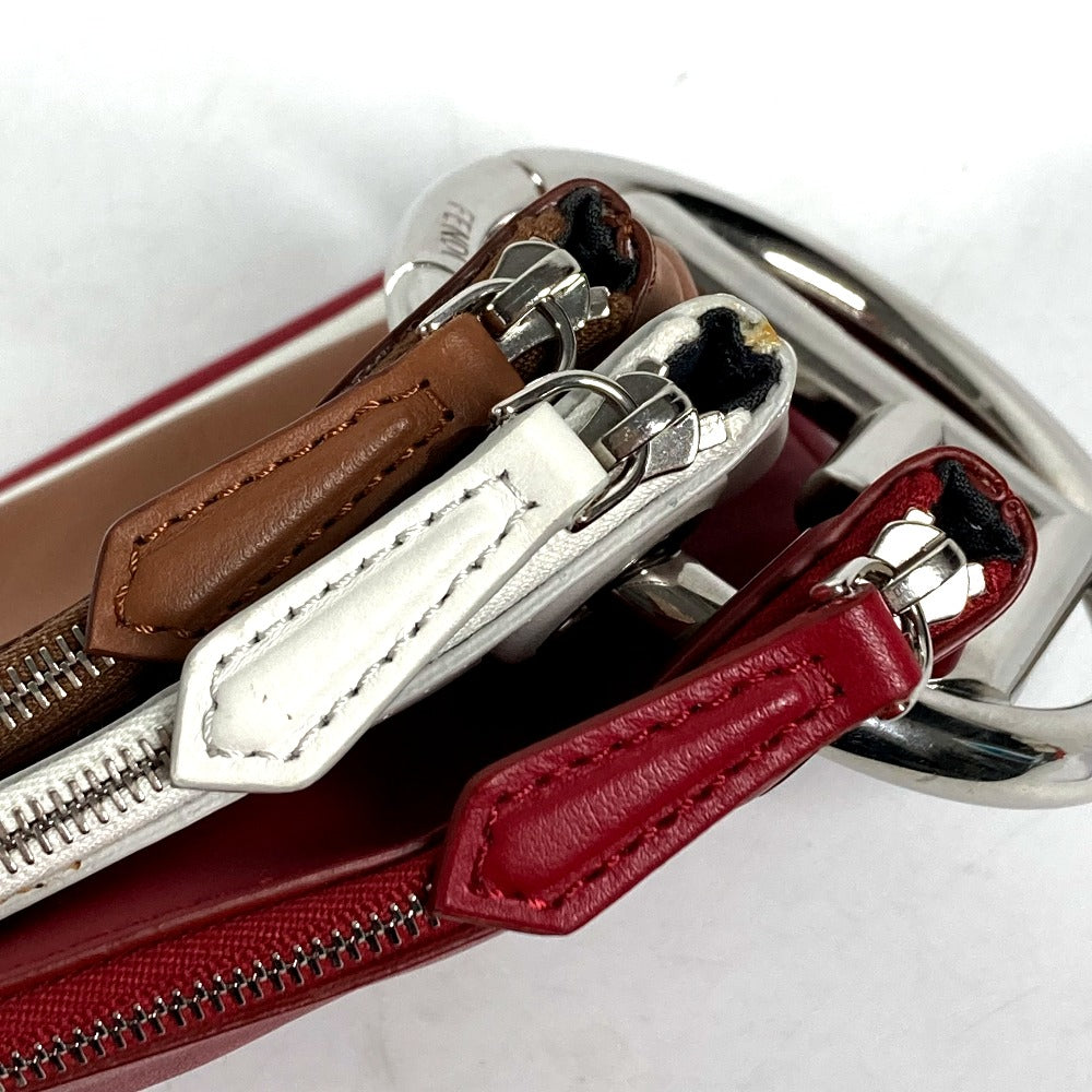 FENDI Clutch bag 8BS001 leather Red Triplet unisex(Unisex) Used