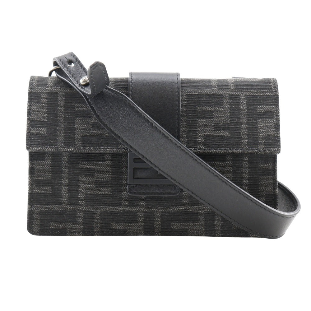 FENDI Shoulder Bag 7M0295 Nylon canvas, leather black clutch 3WAY Marsupio Baguette mens Used