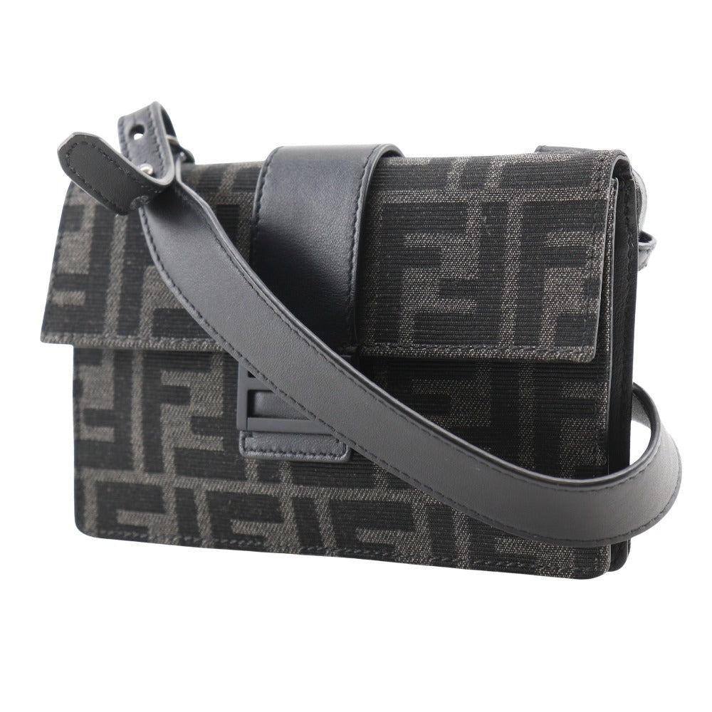 FENDI Shoulder Bag 7M0295 Nylon canvas, leather black clutch 3WAY Marsupio Baguette mens Used