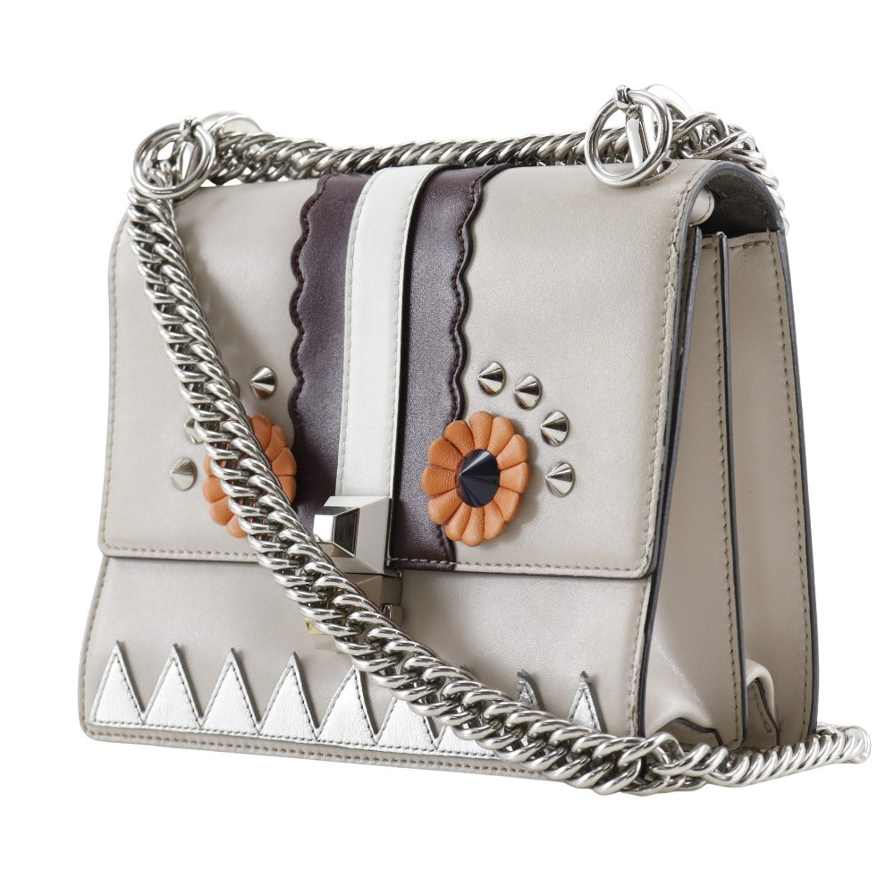 FENDI Shoulder Bag 8M0381-9JU Calfskin beige Studs Mini canai Women Used