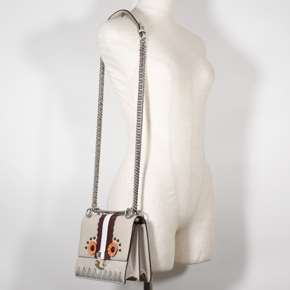FENDI Shoulder Bag 8M0381-9JU Calfskin beige Studs Mini canai Women Used