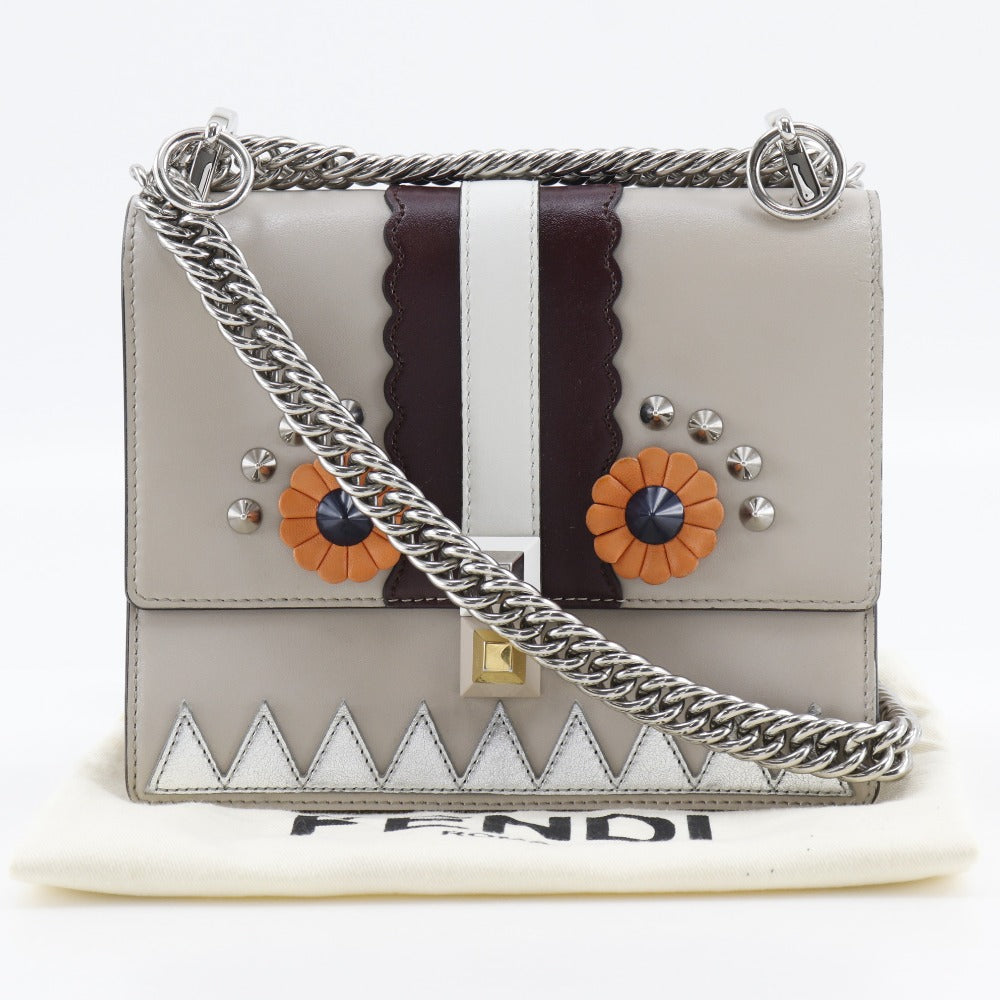 FENDI Shoulder Bag 8M0381-9JU Calfskin beige Studs Mini canai Women Used