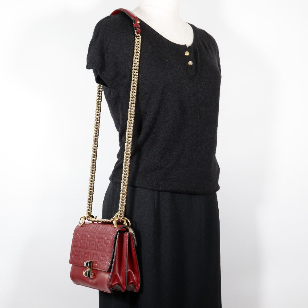 FENDI Shoulder Bag 8M0381 A417 Calfskin Red Mini canai Women Used
