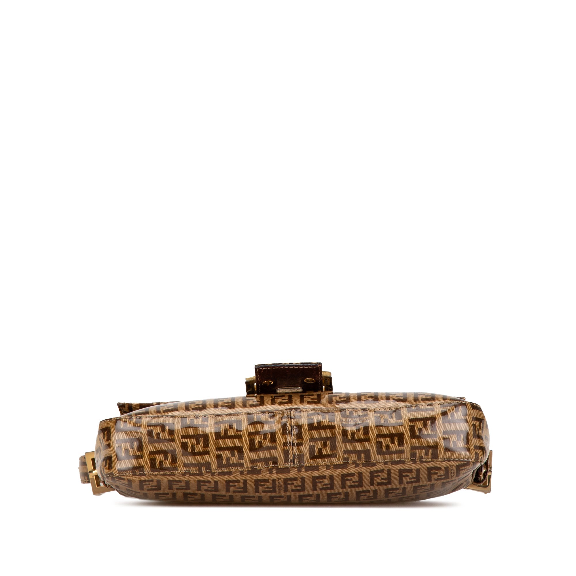 Brown Fendi Zucchino Crystal Baguette Shoulder Bag