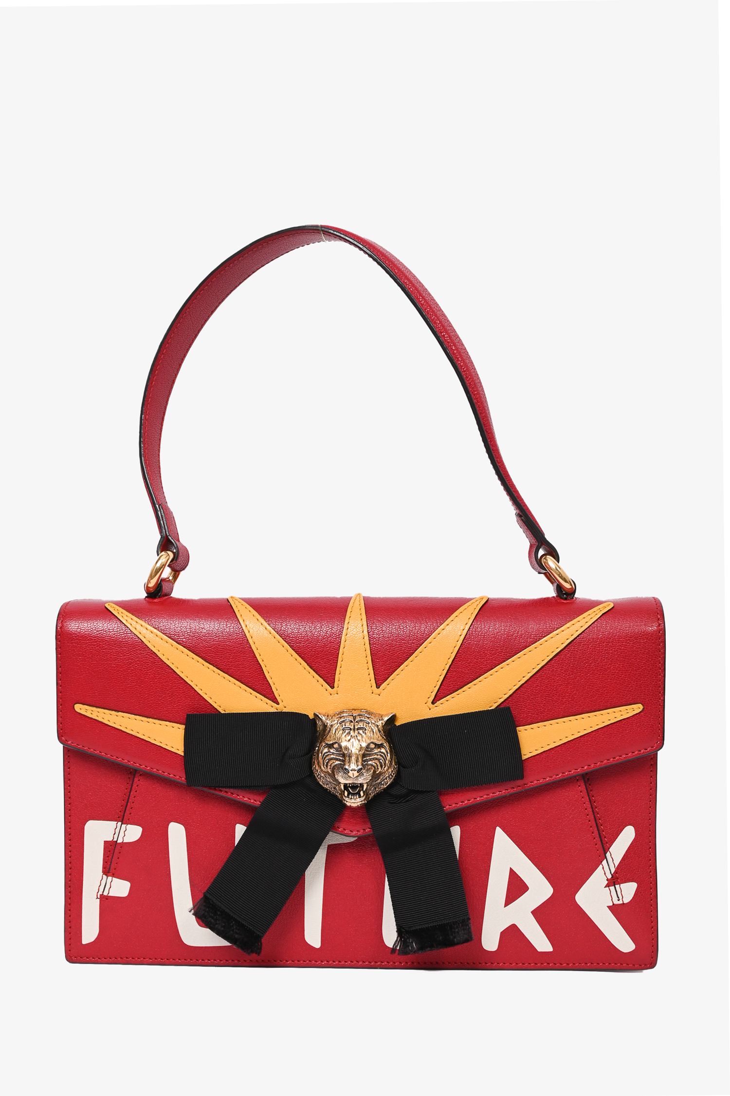Gucci Red Leather 'Future' Shoulder Bag with Chain Strap