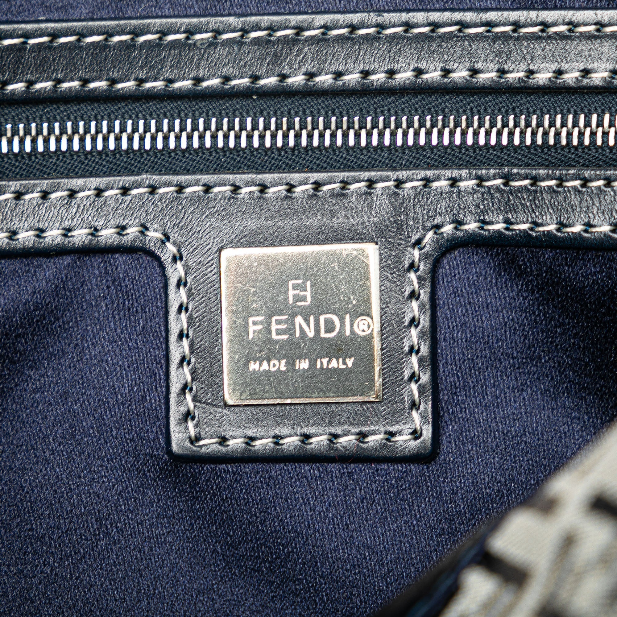 Gray Fendi Zucchino Canvas Mamma Forever Shoulder Bag