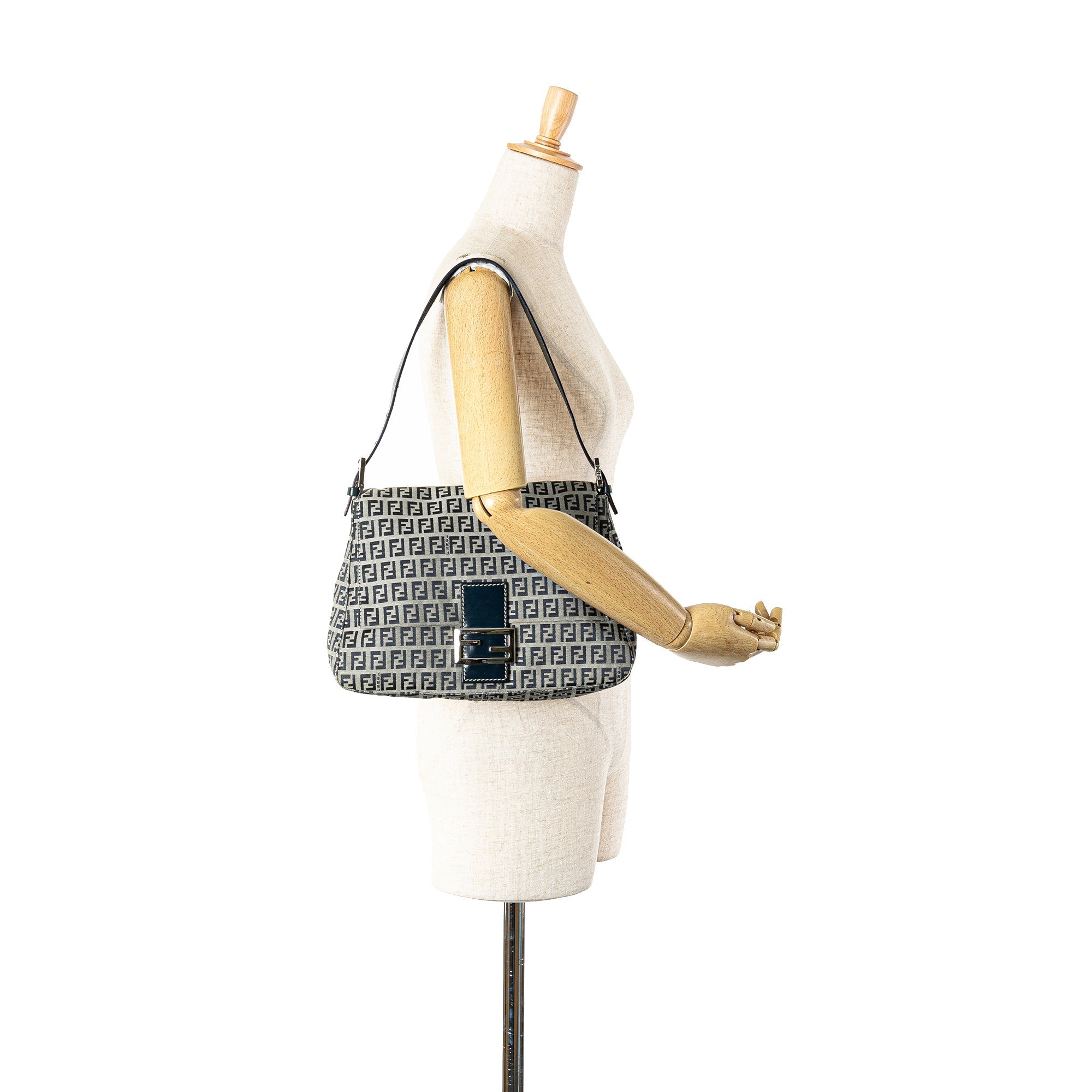 Gray Fendi Zucchino Canvas Mamma Forever Shoulder Bag