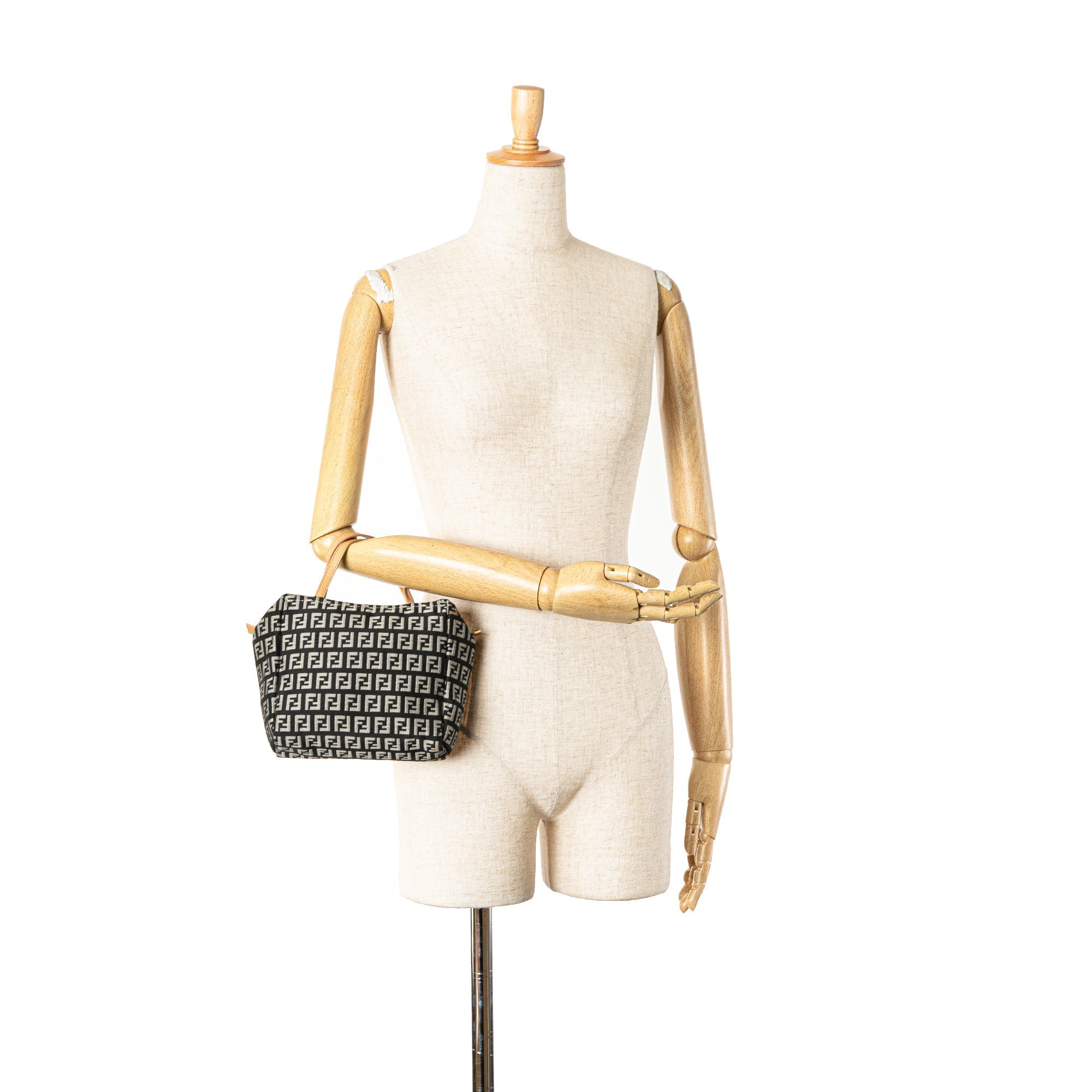 Black Fendi Mini Zucchino Canvas Handbag