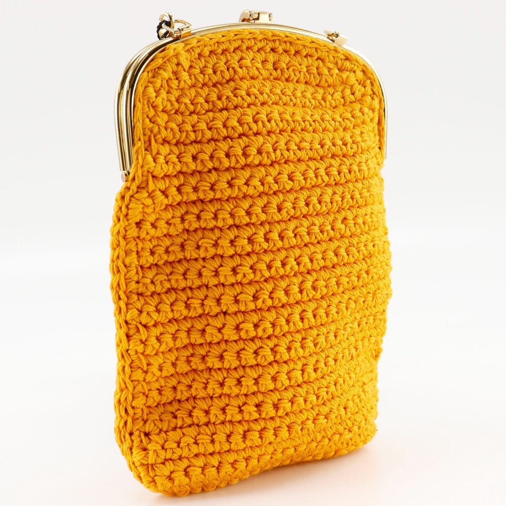 FENDI Shoulder Bag 7AR966 cotton yellow 2-way clutch Baguette Smartphone Bag Women Used
