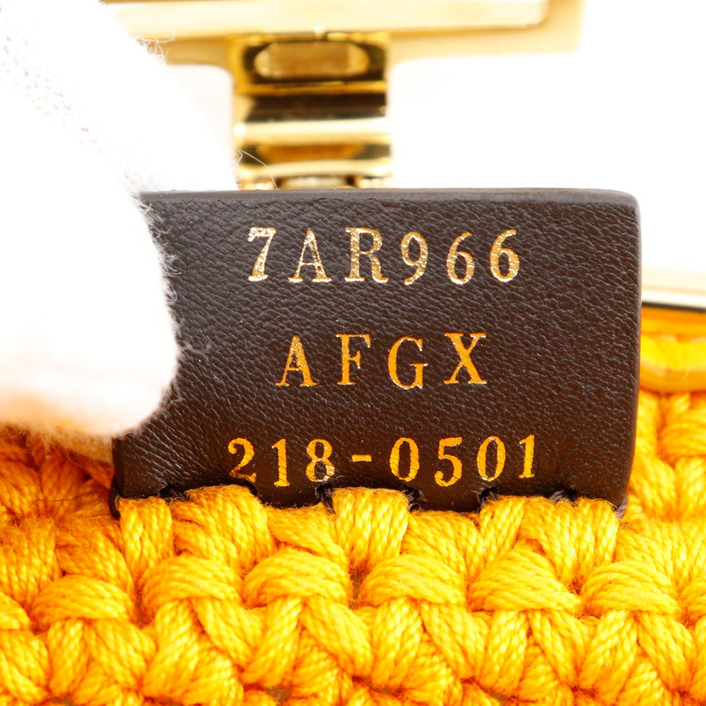 FENDI Shoulder Bag 7AR966 cotton yellow 2-way clutch Baguette Smartphone Bag Women Used