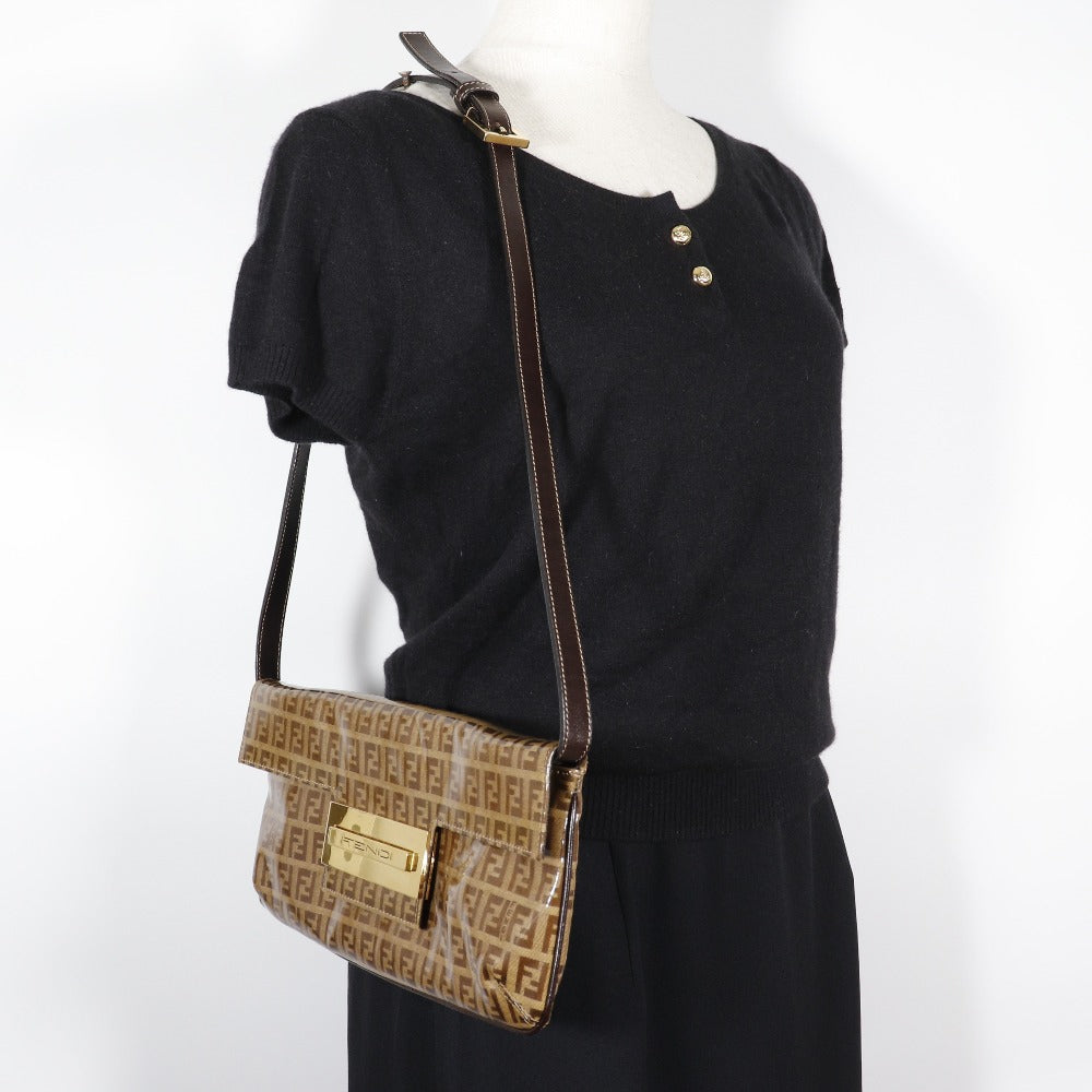 FENDI Shoulder Bag Plastics Brown 2-way clutch Zucchino Mamma Bucket Women Used
