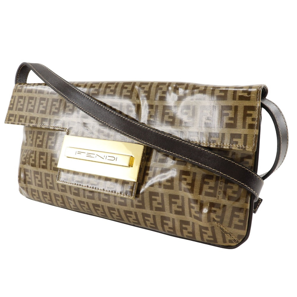 FENDI Shoulder Bag Plastics Brown 2-way clutch Zucchino Mamma Bucket Women Used