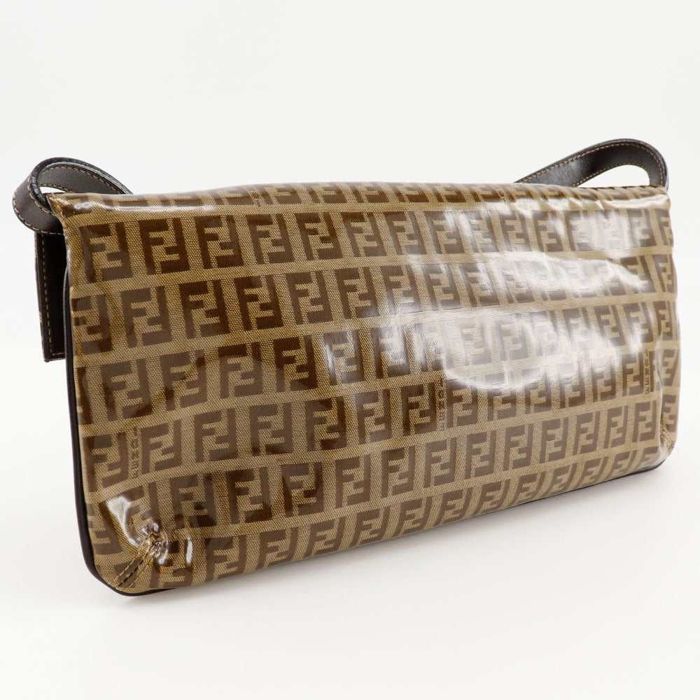 FENDI Shoulder Bag Plastics Brown 2-way clutch Zucchino Mamma Bucket Women Used