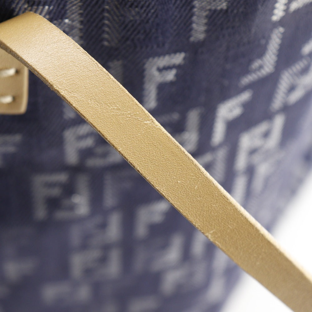 FENDI Handbag Denim, Leather Navy blue Tote Bag Zucchino Women Used