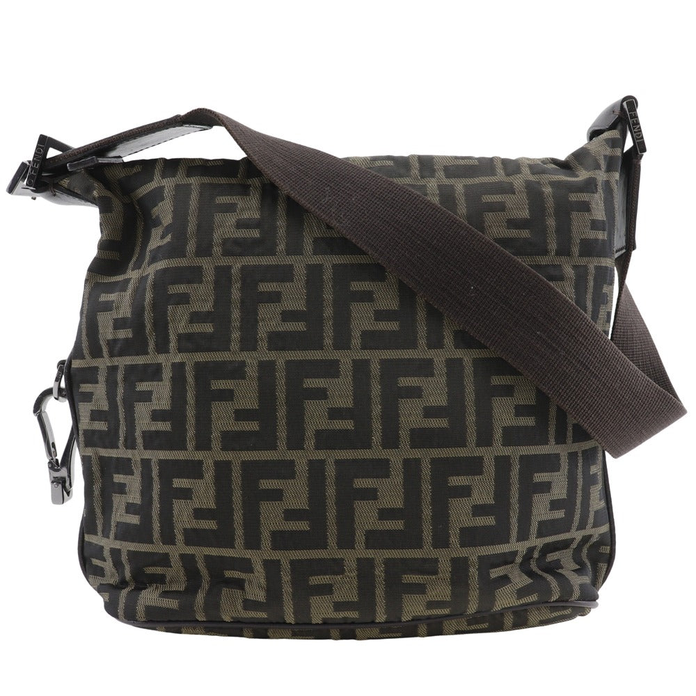 FENDI Shoulder Bag Nylon canvas Brown one belt Zucca Women Used