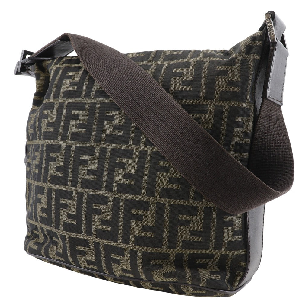 FENDI Shoulder Bag Nylon canvas Brown one belt Zucca Women Used
