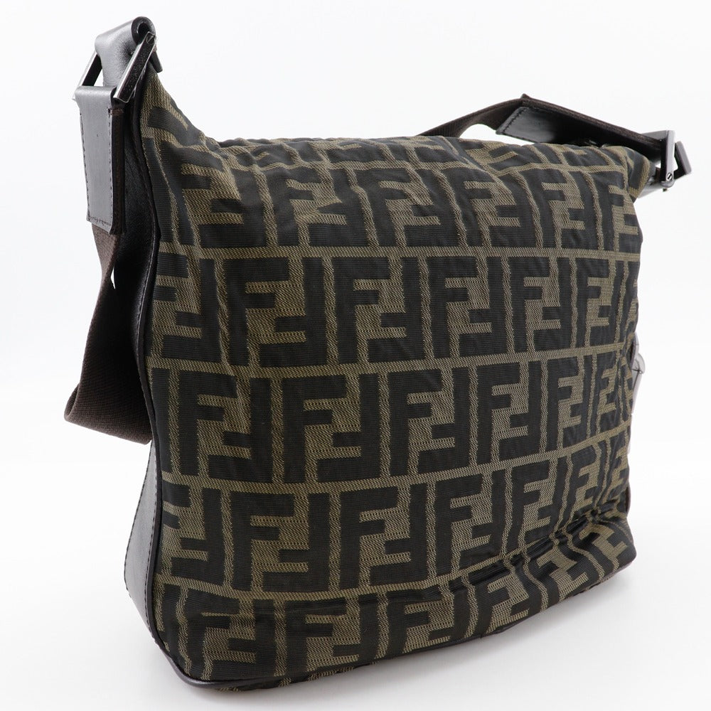 FENDI Shoulder Bag Nylon canvas Brown one belt Zucca Women Used