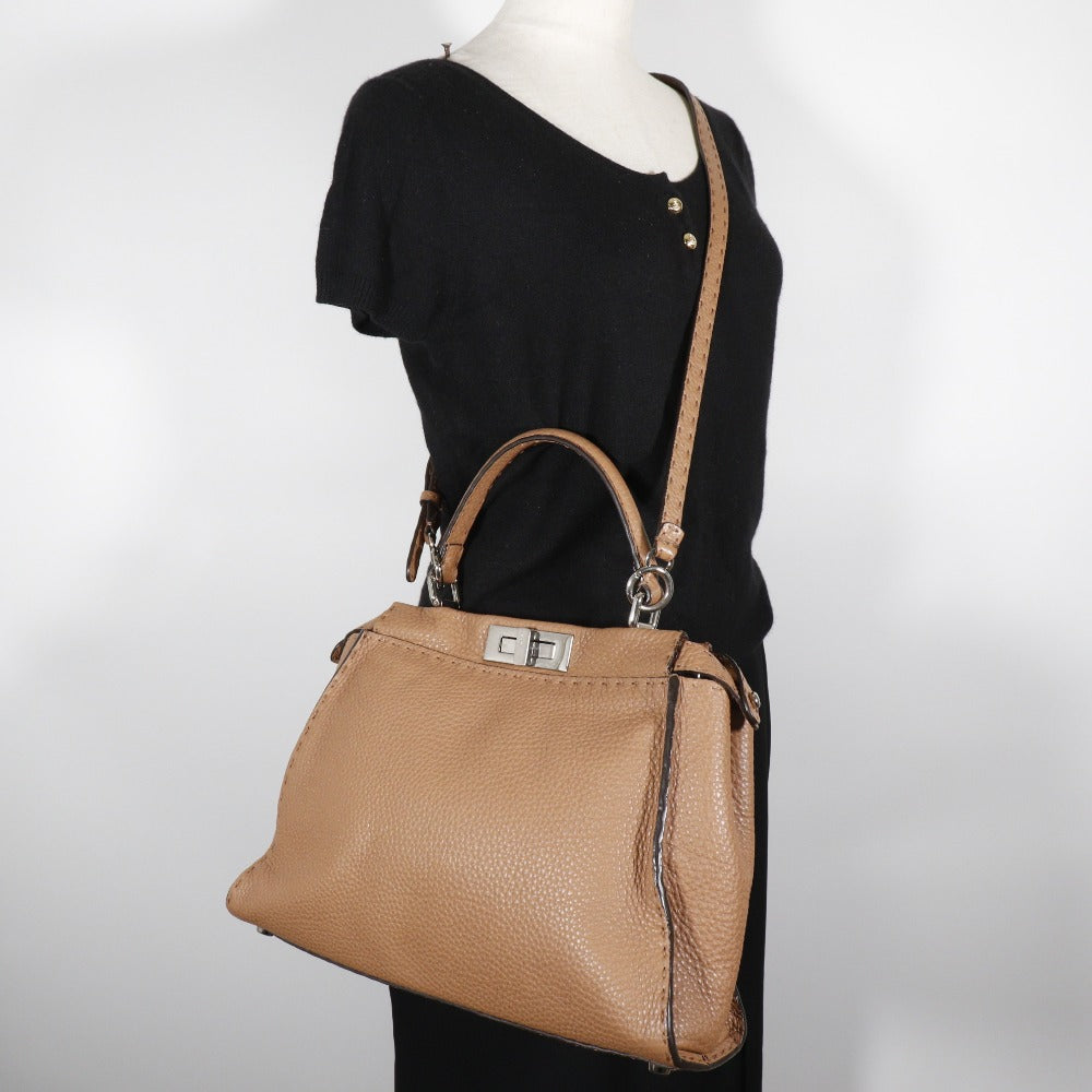 FENDI Handbag 8BN226 leather Brown 2WAYShoulder Celeria Peek-a-boo regular Women Used