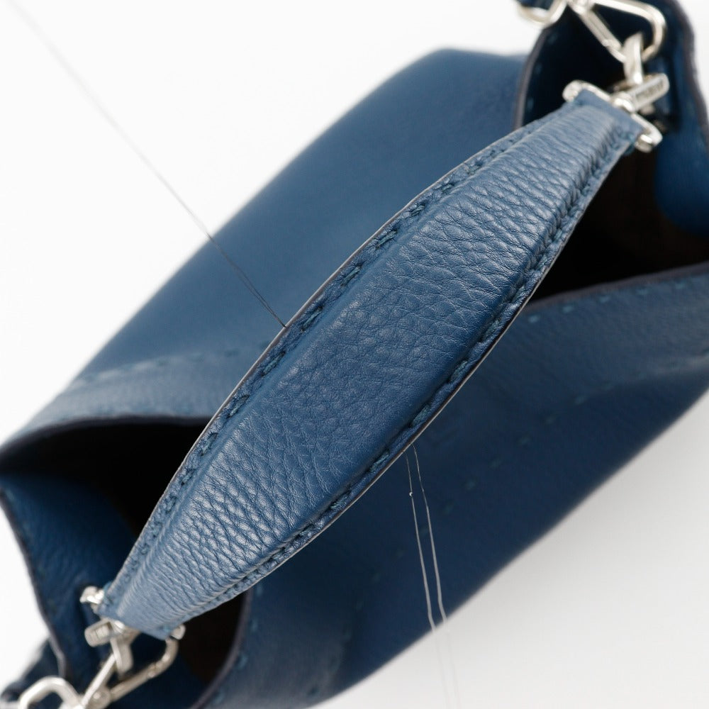 FENDI Shoulder Bag 8BT218 Calfskin Blue 2WAY Selleria Anna Small Bucket