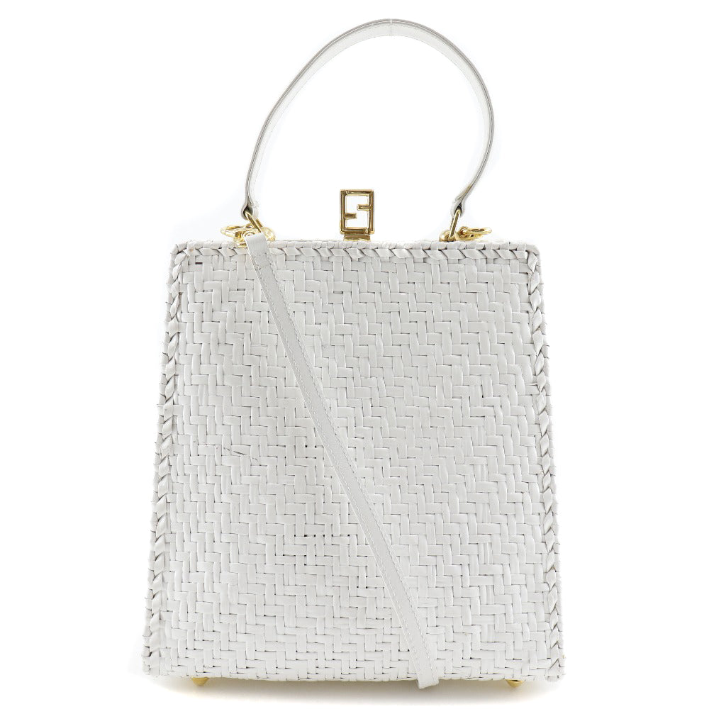 FENDI Handbag leather White Women Used