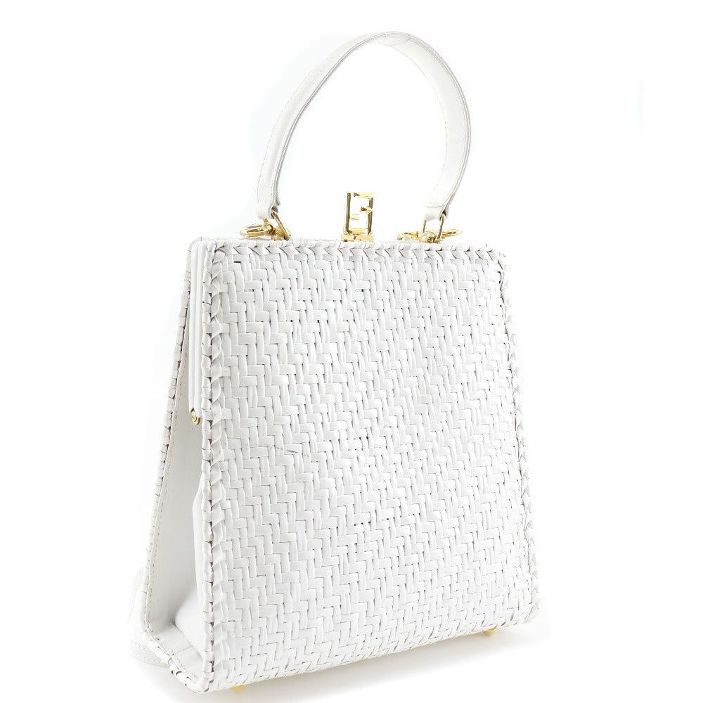FENDI Handbag leather White Women Used