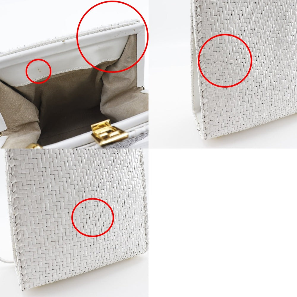 FENDI Handbag leather White Women Used