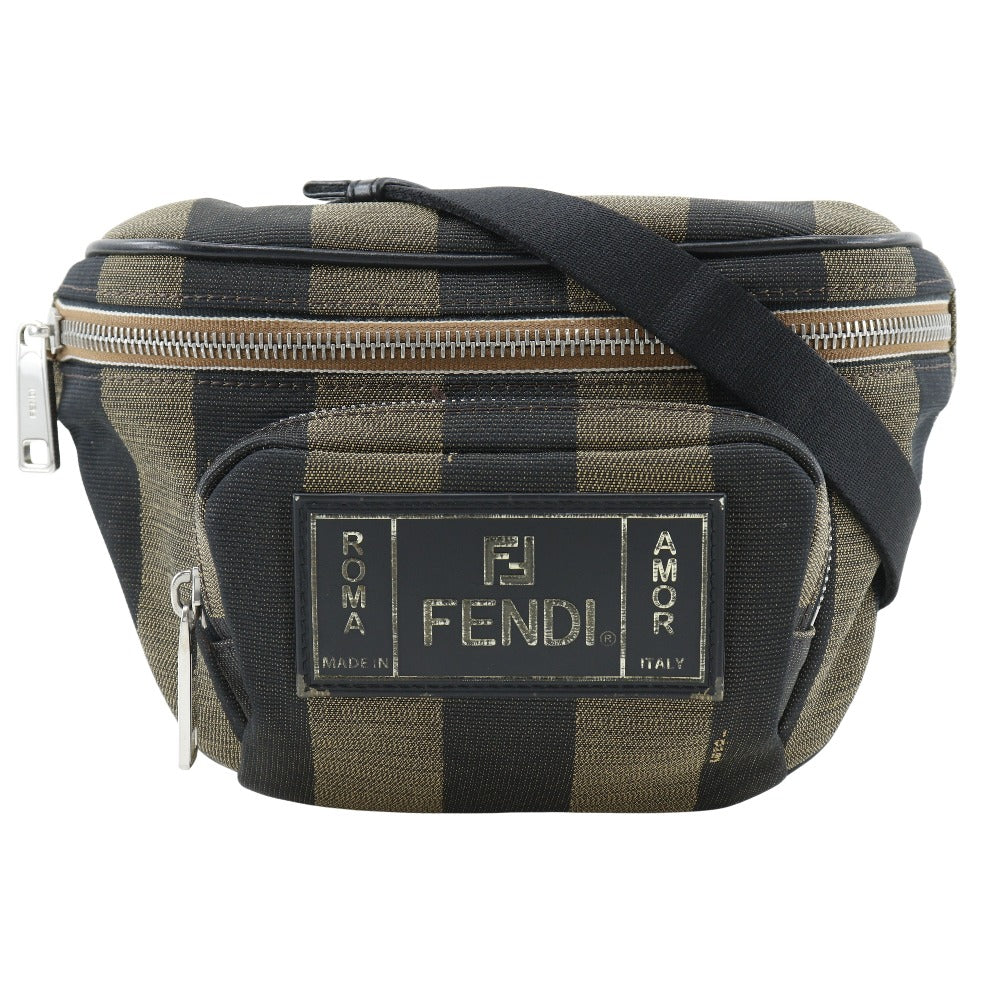 FENDI Waist bag 7VA446 Nylon canvas Brown Sling bag Pecan Stripe unisex(Unisex) Used