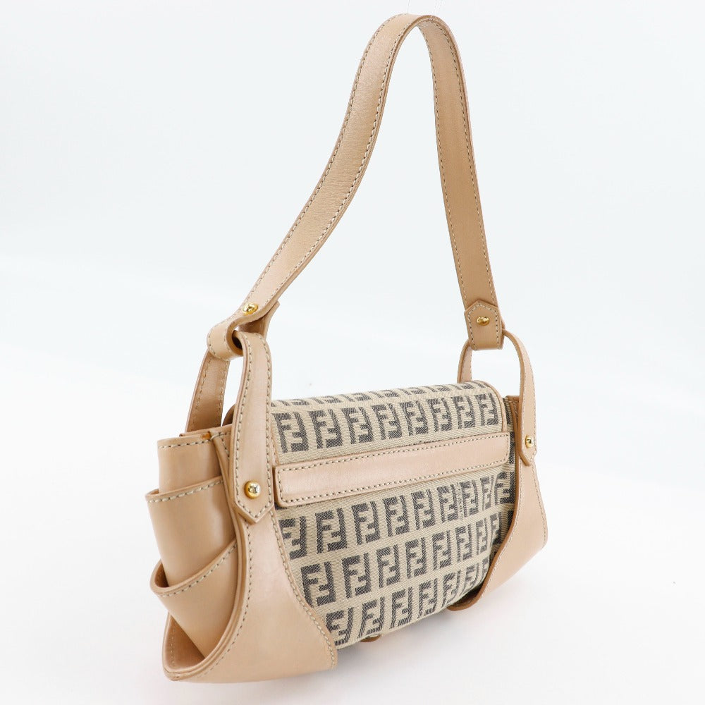 FENDI Shoulder Bag 8BR422 canvas beige one belt Zucchino Women Used