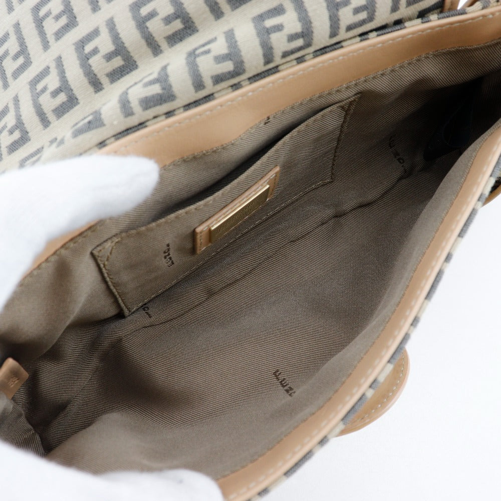 FENDI Shoulder Bag 8BR422 canvas beige one belt Zucchino Women Used