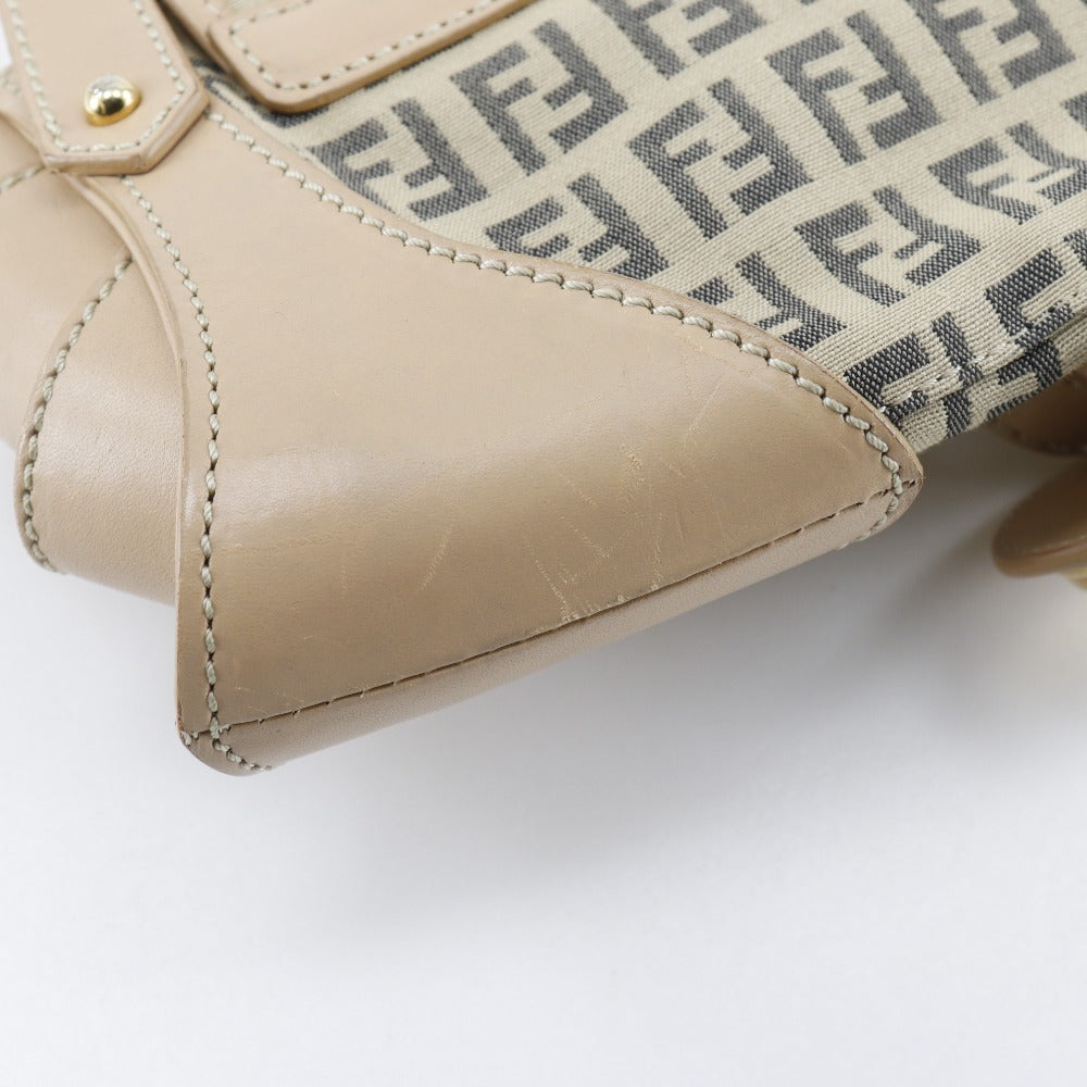FENDI Shoulder Bag 8BR422 canvas beige one belt Zucchino Women Used