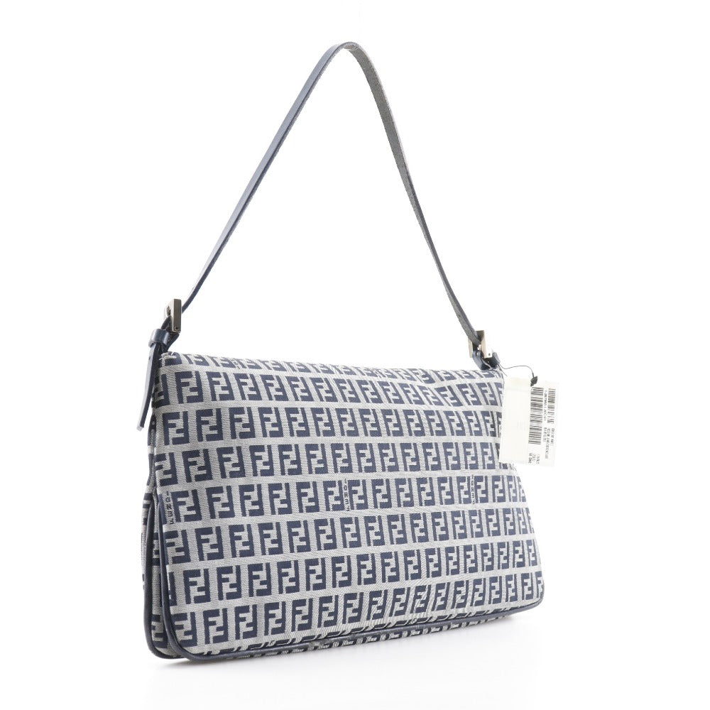 FENDI Shoulder Bag canvas Navy / Gray one belt Zucchino Women Used